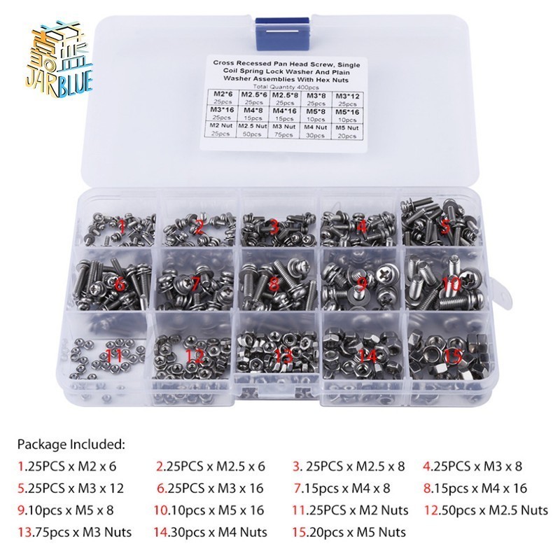 400PCS/Lot M2 M2.5 M3 M4 M5 Cr - Nuts Mix ulasan dan harga