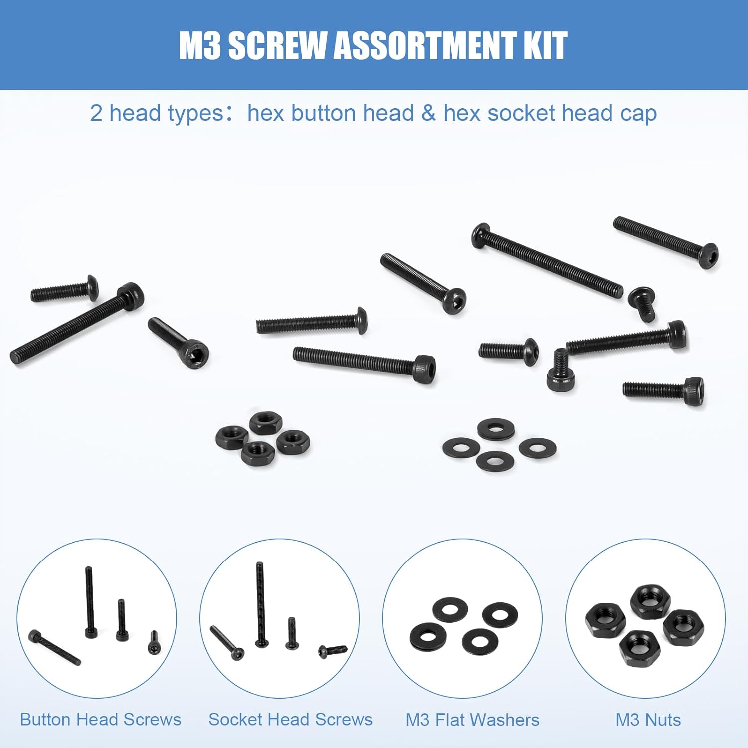 1600Pcs M3 Metric Screw Kit, 1 - Nuts Mix ulasan dan harga